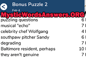 February 4 7 little words bonus answers