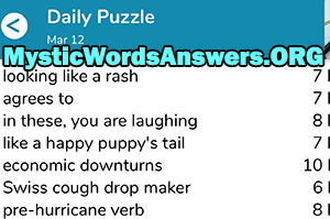 March 12 7 little words answers