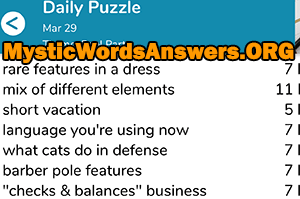 March 29 7 little words answers