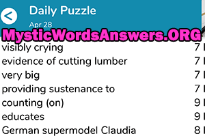 April 28th 7 little words answers
