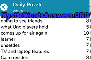 April 29th 7 little words answers