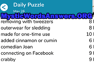May 26th 7 little words answers