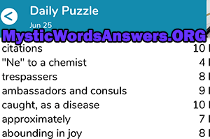 June 25th 7 little words answers