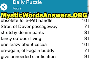 August 2nd 7 little words answers