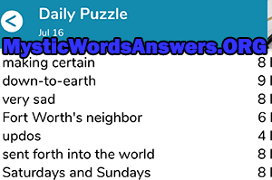 July 16th 7 little words answers