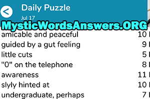 July 17th 7 little words answers