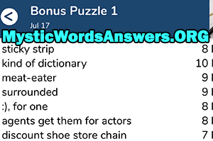July 17th 7 little words bonus answers