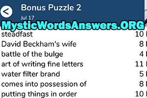 June 17th 7 little words bonus answers