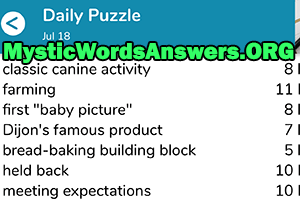 July 18th 7 little words answers