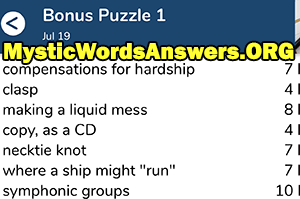 July 19th 7 little words bonus answers
