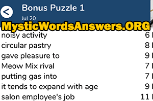 July 20th 7 little words bonus answers