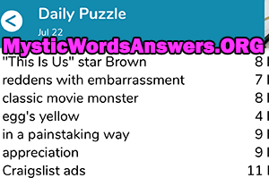 July 22nd 7 little words answers