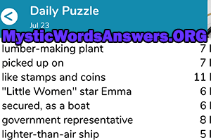 July 23rd 7 little words answers