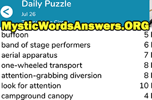 July 26th 7 little words answers