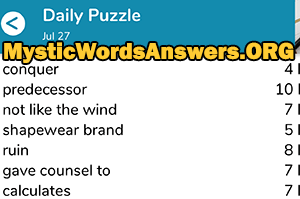 July 27th 7 little words answers