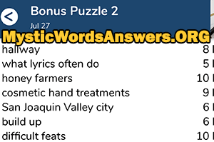 June 27th 7 little words bonus answers