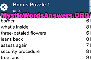 July 29th 7 little words bonus answers