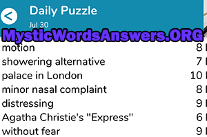 July 30th 7 little words answers