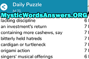 July 31st 7 little words answers