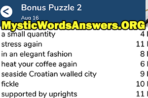August 16th 7 little words bonus answers