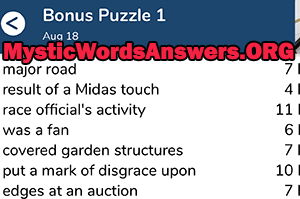 August 18th 7 little words bonus answers