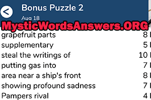 August 18th 7 little words bonus answers