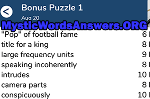 August 20th 7 little words bonus answers