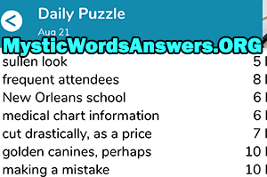 August 21th 7 little words answers