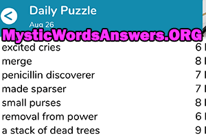 August 26th 7 little words answers