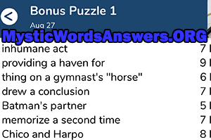 August 27th 7 little words bonus answers
