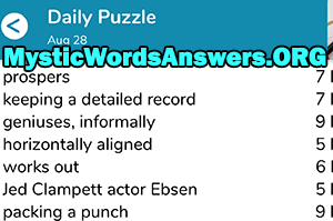 August 28th 7 little words answers