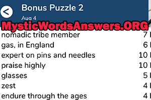 August 4th 7 little words bonus answers