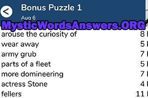 August 6th 7 little words bonus answers