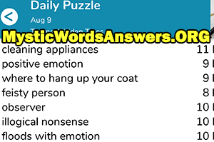 August 9th 7 little words answers