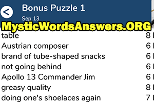 September 13th 7 little words bonus answers