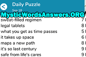 September 18th 7 little words answers