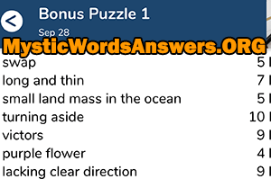 September 28th 7 little words bonus answers