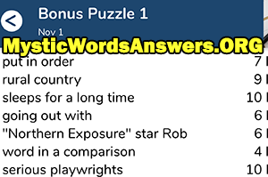 November 1st 7 little words bonus answers