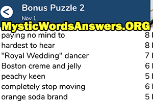 November 1st 7 little words bonus answers