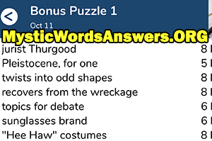 October 11th 7 little words bonus answers