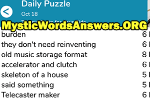 October 18th 7 little words answers