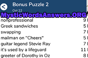 October 22nd 7 little words bonus answers