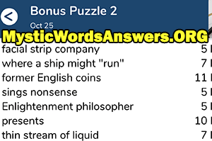 October 25th 7 little words bonus answers