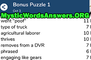 October 3rd 7 little words bonus answers