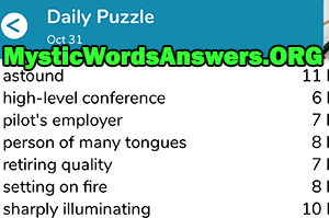 October 31st 7 little words answers