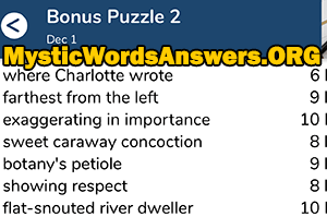 December 1st 7 little words bonus answers