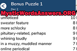 December 2nd 7 little words bonus answers