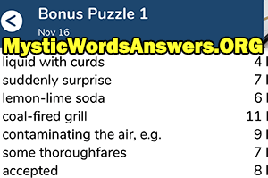 November 16th 7 little words bonus answers