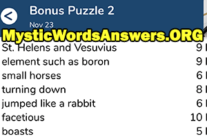November 23rd 7 little words bonus answers
