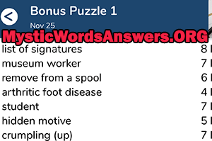 November 25th 7 little words bonus answers